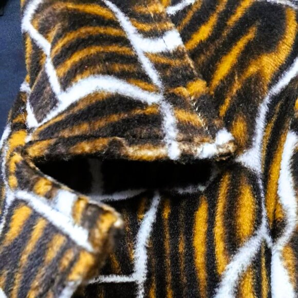 Women Retro Mod 70 Soft, Fuzzy Texture Fleece Dress Coat Abstract/Animal Pattern - Picture 1 of 6